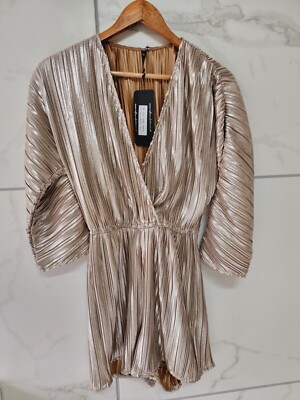 Women Influence Fashion Party Playsuit Silver/Gold Effect New With TAG Size 8 UK