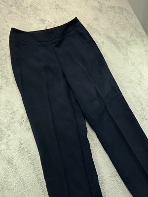 Rena Rowan Trouser Dress Pants Womens 8 Blue Crepe Chino Mid Rise Work Ladies 