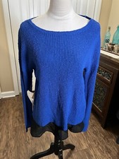 Two By Vince Camuto Electric Blue Sweater W/ Mesh Hem- Size Small NWT