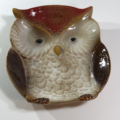 Owl Trinket Bowl Wall Plaque Candy Dish by Nature s Home 8'' X 7'' Glazed Ceramic