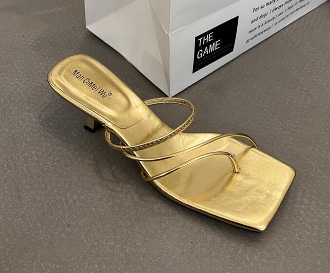 PANTOFOLA D’ORO Pantofole donna moda estate punta aperta perizoma eleganti gattino tacchi medi