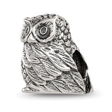925 Sterling Silver Reflections Polished Owl Bead; Women  Men