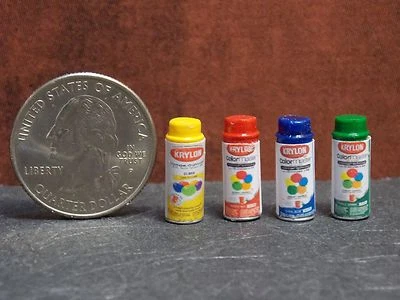 Dollhouse Miniature Spray Paint Can Set 4 H 1:12 inch scale B329 Dollys Gallery