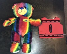 Build A Bear Workshop 2021 Crayola Teddy Cub 16" Plush 029166 Rainbow Stripe EUC