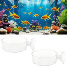 2 Pack 60mm Aquarium Shrimp Feeder Dish with Suction Round Clear Fish Tank Fo...