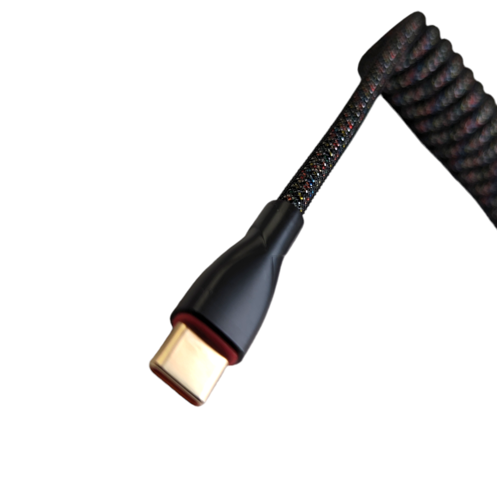 Handmade Galaxy Braided Coiled USB-C Cable for Custom Mechanical Keyboards