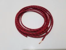 10 feet Vintage Braided Cloth Covered Primary Wire 18 gauge Red w/ Black