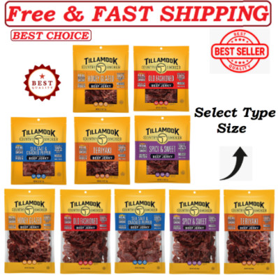 Tillamook Country Smoker Real Hardwood Smoked Beef Jerky, ( Select Type & Size )