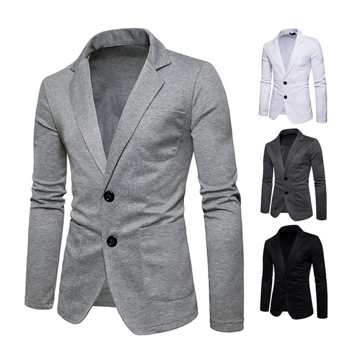 Men's Slim Fit Two-Button Blazer for Business Casual Wear