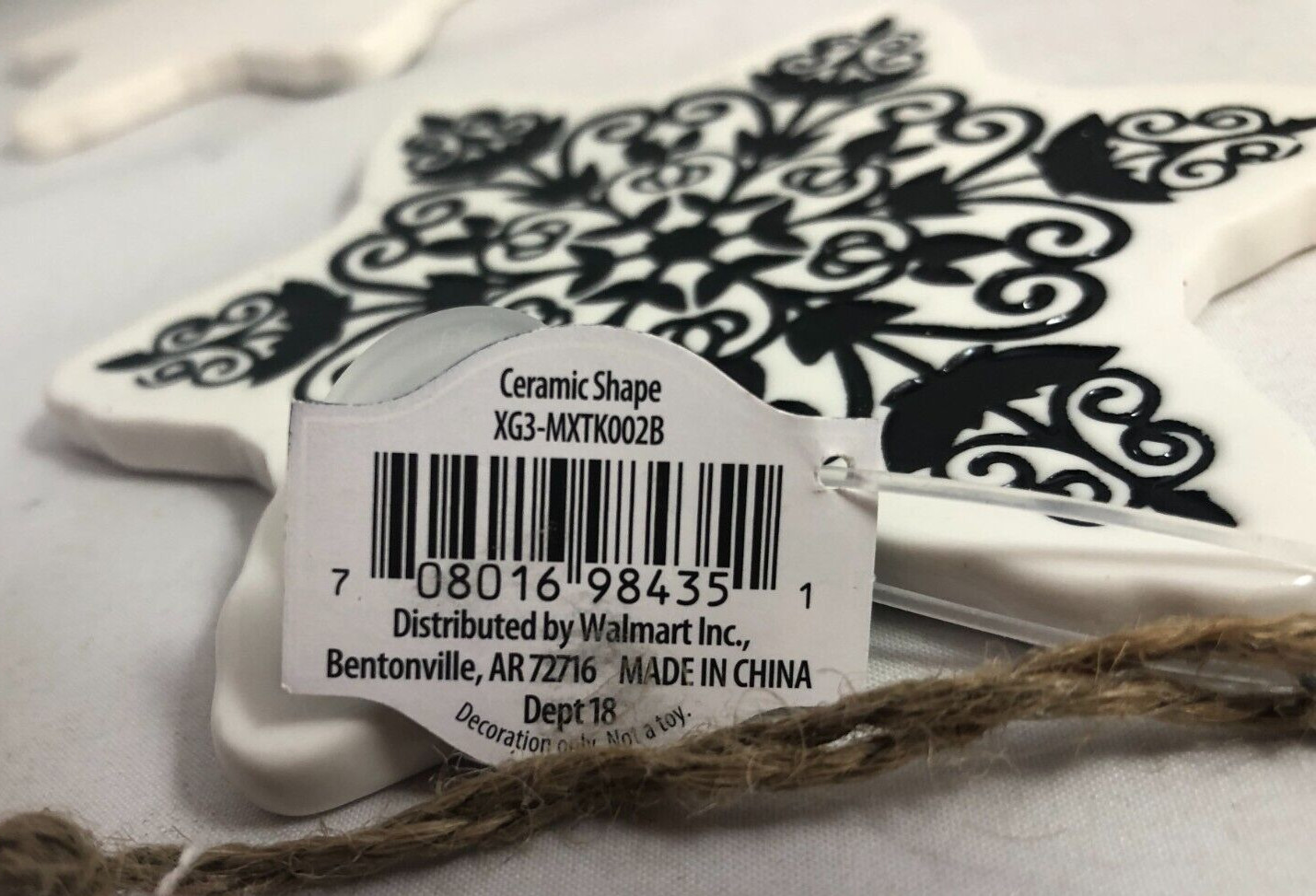 (2) Holiday Times, Porcelain Christmas Star Deco Holiday Decore New