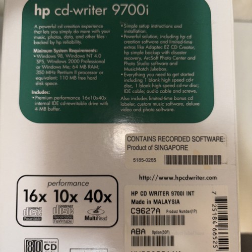 HP C9628A CD-Writer 9710i Series CD R/RW Internal IDE 16x10x40 open box - Picture 3 of 6