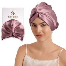 22 Momme 100 Mulberry Silk Bonnet for Sleeping Women, Double-Layer 6A Grade Sil