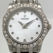 Concord Saratoga 13-36-0275 Quartz Second-Hand White Shell Diamond Women Rare