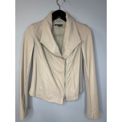 Vince Y2K Women's Lambskin Leather Moto Jacket Cream Women's XS Gilmore girls