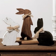 Rustic Wooden Bunny Table Centerpiece Signs, Farmhouse Tiered Tray Decor - 3pcs