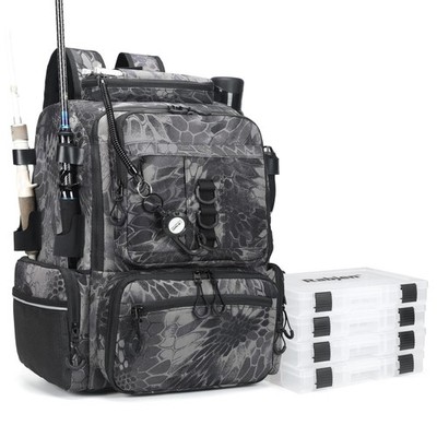 Fishing Tackle Backpack, 45L Storage Waterproof Travel Bag Fishing Gear with ...