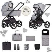 Venicci Tinum Upline Classic Grey 10 Piece Pram Bundle - New Boxed - Birth-22kg