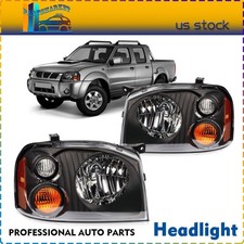 Fits 2003 2004 Nissan Frontier Xe Black Headlights Replacement Leftright