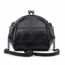 Women s Black PU Leather Crossbody Bag Vintag...