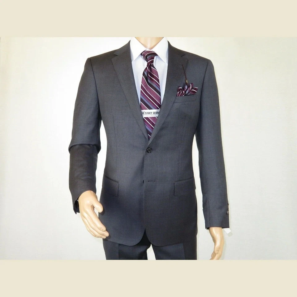 Traje de hombre de lana suave cachemir de un solo pecho Giorgio Cosani 900 gris oscuro Foto 2 de 4