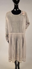 SWEET FLAPPER 1920  S SHEER MUSLIN DRESS W HAND EMBROIDERY  DIAMOND CUTOUTS