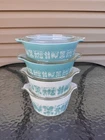 Vintage Pyrex Amish Butterprint Turquoise Casserole Set 471 472 473 with Lids