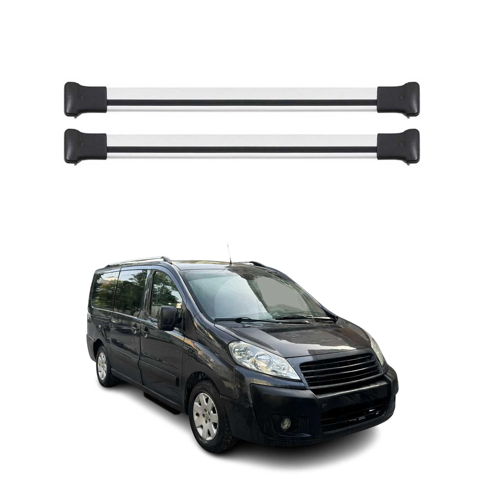 Barre de toit en alu gris pour Fiat Scudo de 2010 à 2016 - Galerie transversale utilitaire