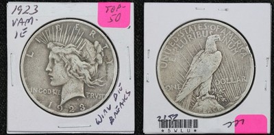 1923 Peace Dollar VAM-1E Broken Wing Reverse VF Top 50 VAM Variety 5WLU