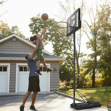 Height Adjustable Portable Basketball Hoop System Shatterproof Backboard Wheels