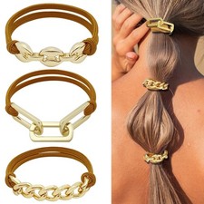 Bracelet Hair Ties for Women,Goold Ponytail Holders Handmade Soft Elastic Hai...