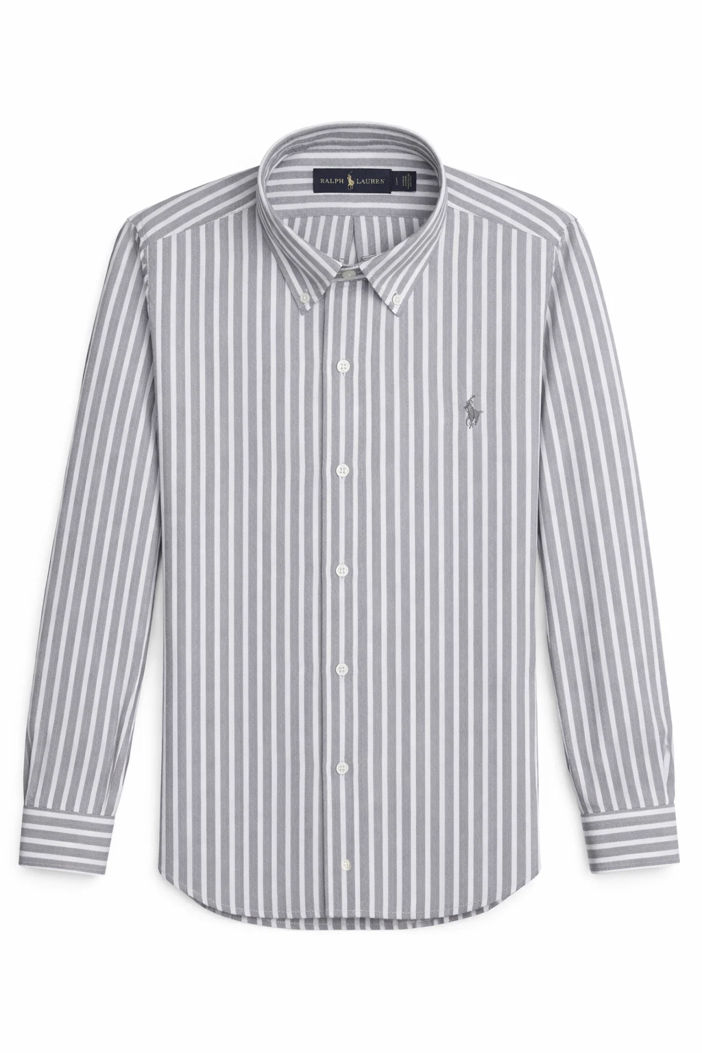 NWT- POLO RALPH LAUREN Mens Custom Slim Grey Stripe Long Sleeve Shirt : S - XL
