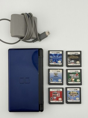 Nintendo DS Lite - Cobalt Blue MINT w/ 6 Games TESTED 