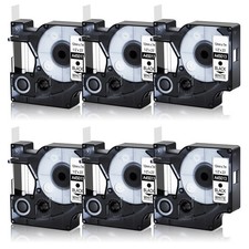 6PK 45013 Black on White Label Tape For DYMO LabelManager D1 260D 450D 400 1/2"