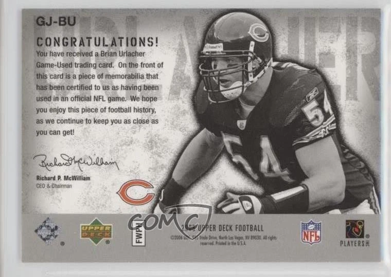 2006 Upper Deck UD Game Jersey Brian Urlacher #GJ-BU HOF - Image 2 of 2