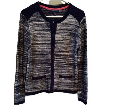 tommy hilfiger women s Button Down Sweater Navy With Metallic Tread Size M-L