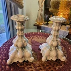 Vintage 1967 Holland Molds Candlestick Holders Blue Green Marbling