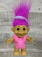 Vintage Russ Troll Doll 4.25" B - Aerobics Workout w/ Purple Pink Hair  Leotard