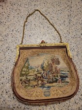 Austrian Antique Micro Petit Point Purse With Etched And Jeweled Hinges