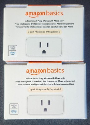 4 Amazon Basics Smart Plugs, Works with Alexa Only, 2.4 Ghz Wi-Fi No Hub Needed