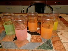5 Verres à orangeade givré granité  50's-60's vintage