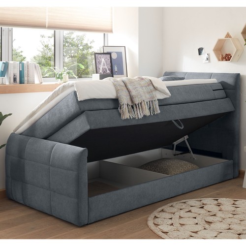 Boxspringbett - anthrazit - H2 - 120x200 cm Doppelbett Polsterbett Gästebett - Bild 8 von 10
