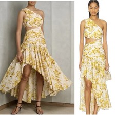 BNWT Zimmermann Golden Asymmetric Dress Size 2 AU12 US8 Midi Yellow Toile Floral