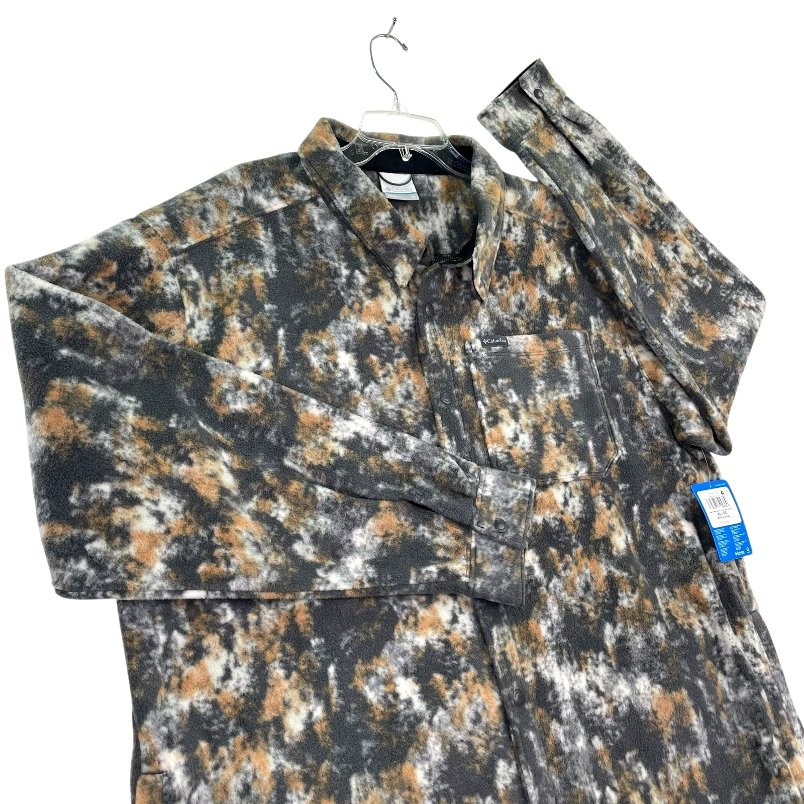 Columbia Steens Mountain Camo Jacket Shirt Fleece Men XL Pockets Button Down
