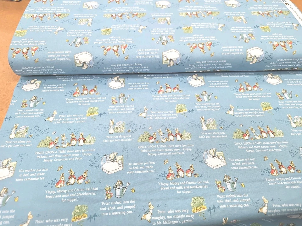 Tela de algodón Tales Peter Rabbit Riley Blake azul por yarda Foto 3 de 3