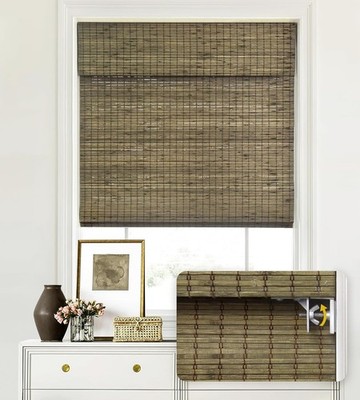 LazBlinds No Tools No Drill Cordless Bamboo Roman Window Shades 33'' W x 64'' H