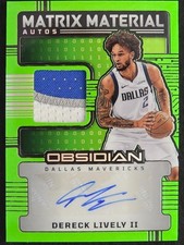 2024-25 Obsidian Dereck Lively II 10/15 Tri-Color Patch Auto Matrix Material