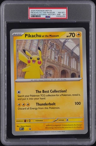 2026 POKEMON MEP EN-ME BLACK STAR PROMO PIKACHU AT THE MUSEUM PSA 8.5