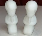 Lot 2 Fenton Boys Praying White Satin Art Glass Children Vintage Figures