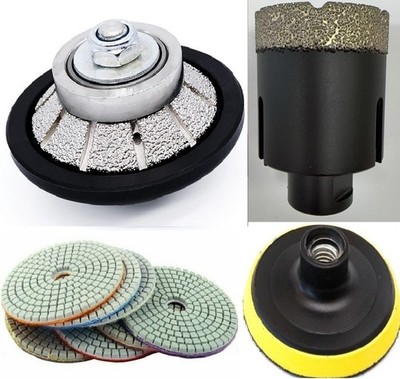 Power Tools Stone Fabrication Kit 1/2'' Bevel Bullnose Profiler 1-3/8'' Core Bit