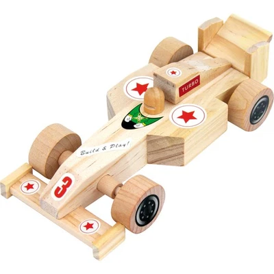 EDUPLAY 800188 Holz Rennauto zum Basteln, natur, 16-teilig (1 Set) - Bild 1 von 4